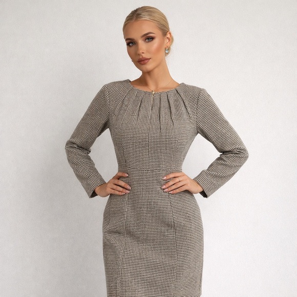 johnnie-O Dresses & Skirts - NWOT Johnnie-O Classic Houndstooth Mulberry Silk Shift Dress